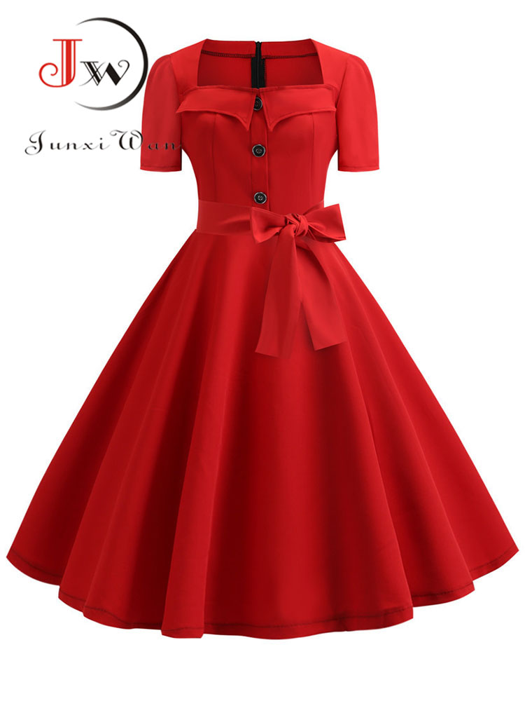 Women'S Fashion Of The 50S - Vrouwen Zomer Jurk Elegante Retro Vintage