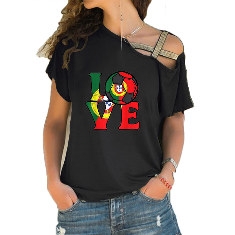 Women'S Fashion Portugal - Vrouwen losse T-shirt met V-hals, Portugal