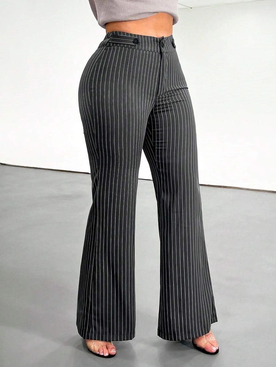 Mom Jeans Women - Dames gestreepte broek, hoge taille, wijde