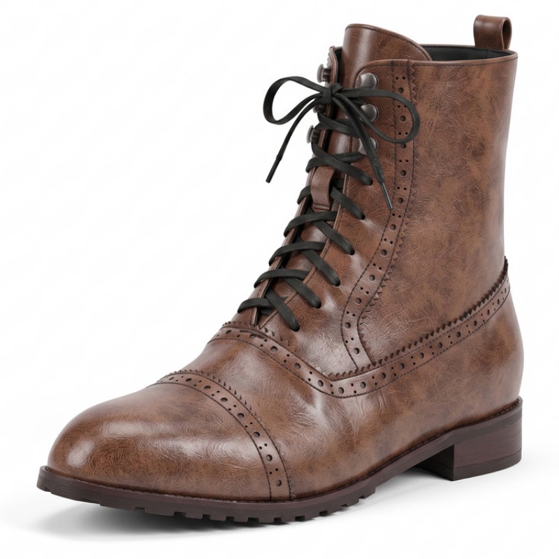 Women'S Fashion Business Casual - Dames Retro Veterschoenen van Leer, Modieuze