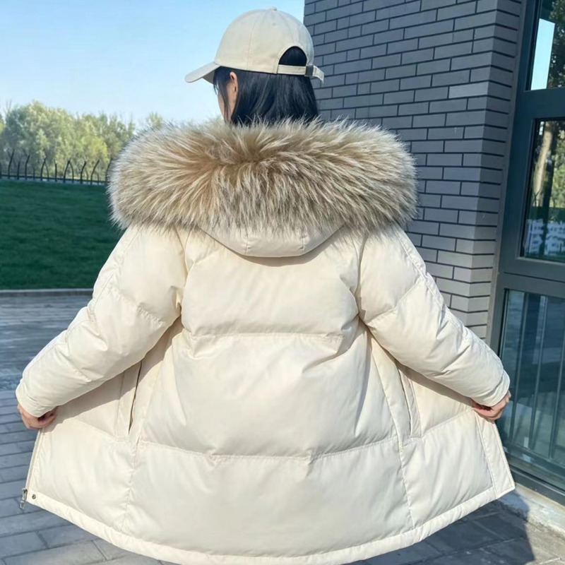 Women'S Fashion Parka - Wasbeer bontkragen voor damesjas, echte bontkraag,