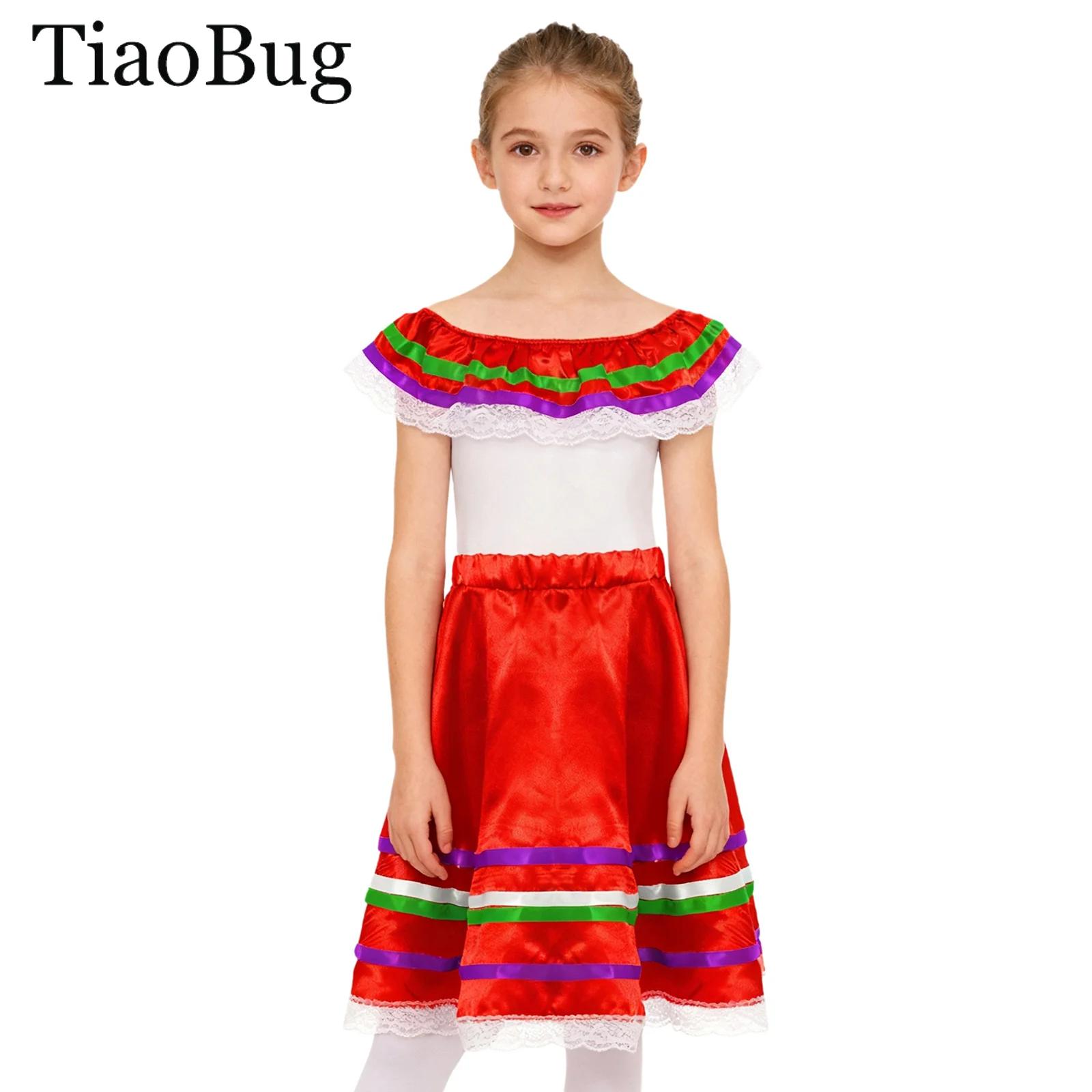 Off Shoulder Top - Mexicaanse flamencodansjurk voor meisjes, off-shoulder top