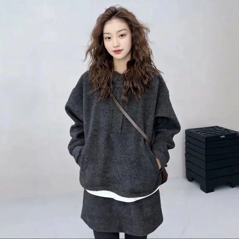 Women'S Fashion Petite - Dames Koreaanse stijl winterwolmix tweedelige set