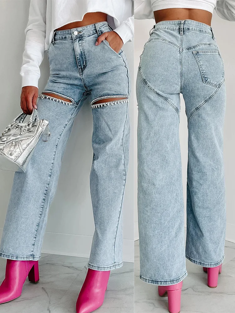 Mom Jeans Women - Mode Dames Denim Hoge Taille Broek