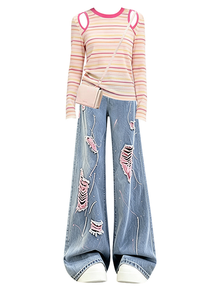 Hoge taille gebreide dopamine  - Women Fashion Jeans Top recensie en prijs