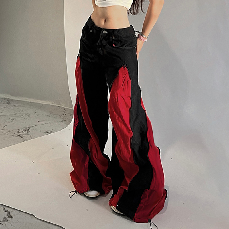 Donkere rits patchwork contras - Mom Jeans Women recensie en prijs